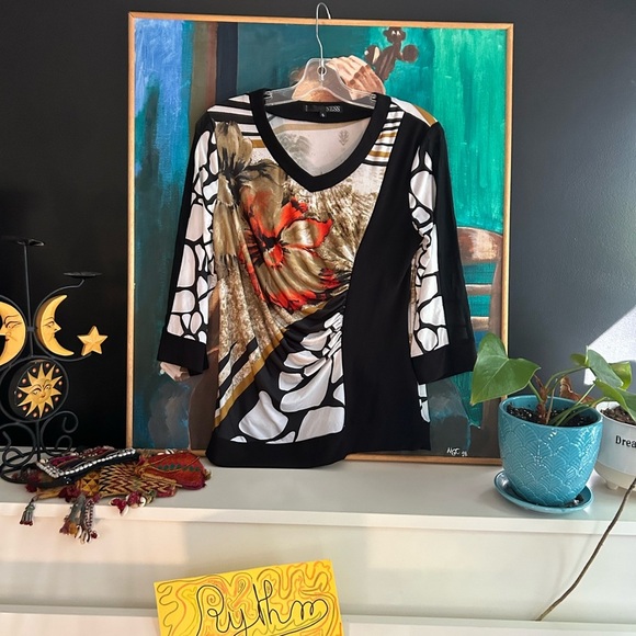 Ness Multicolor Abstract Floral Women's Top Smal - Picture 2 of 15